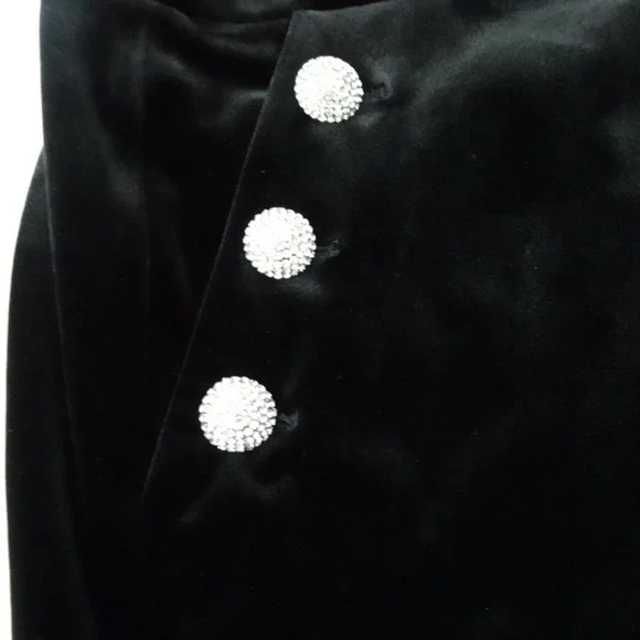 Karl Lagerfeld Velvet Pants Women's Size 12 Black Wide Leg Rhinestone Detail. - Picture 7 of 12